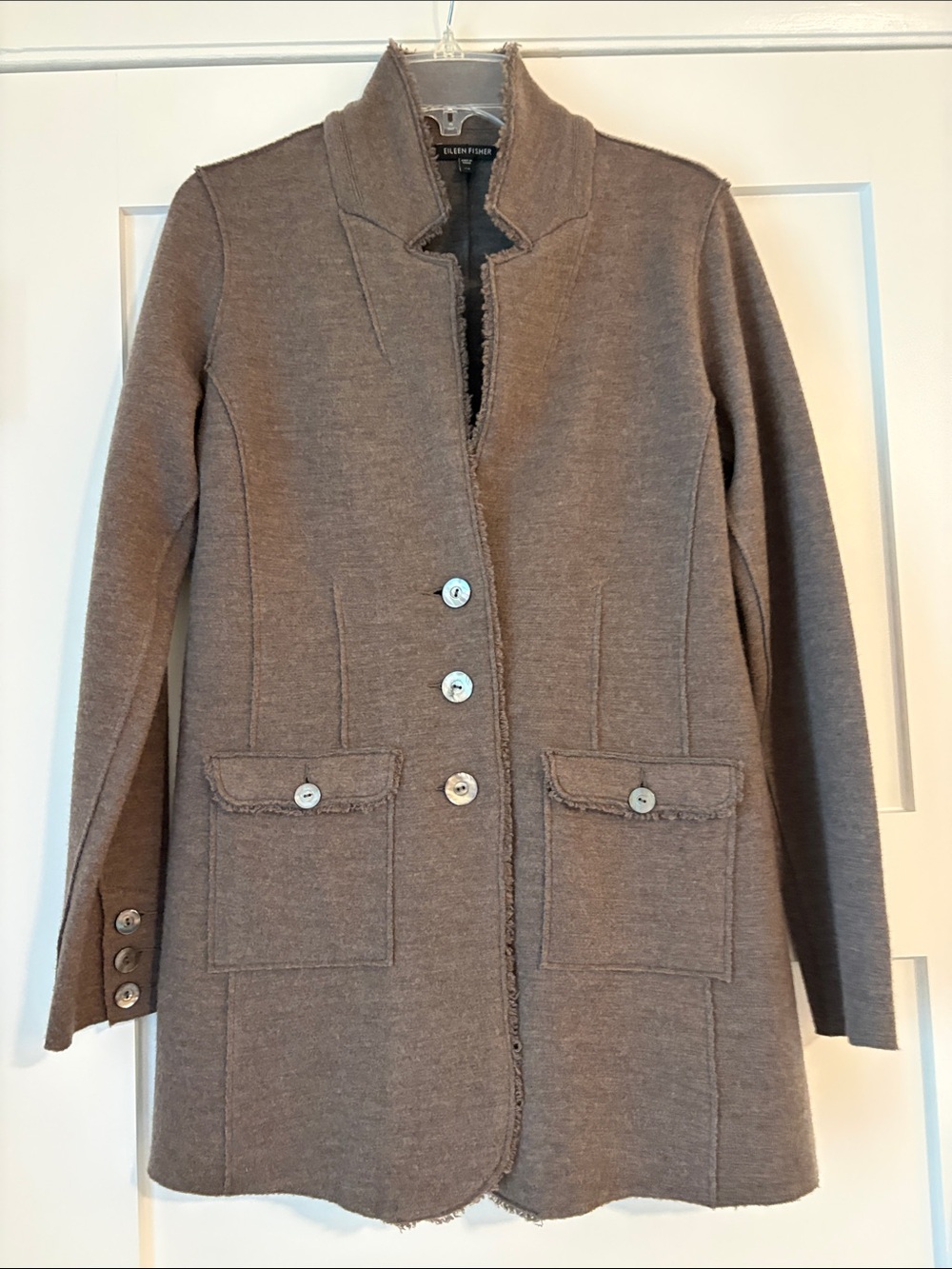Eileen Fisher Taupe Long Blazer
